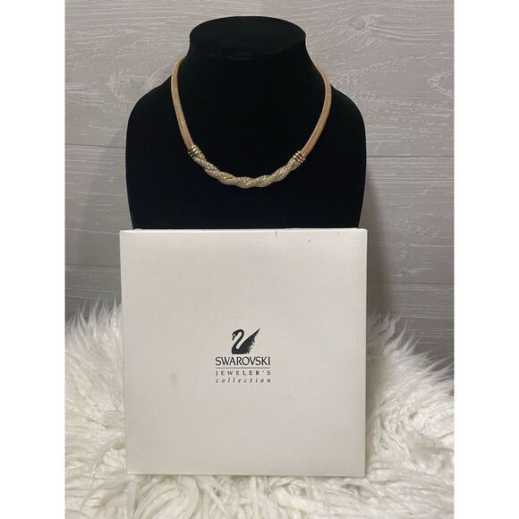 Swarovski Vintage Gold Mesh Necklace With Box - Excellent Condition - Picture 2 of 10